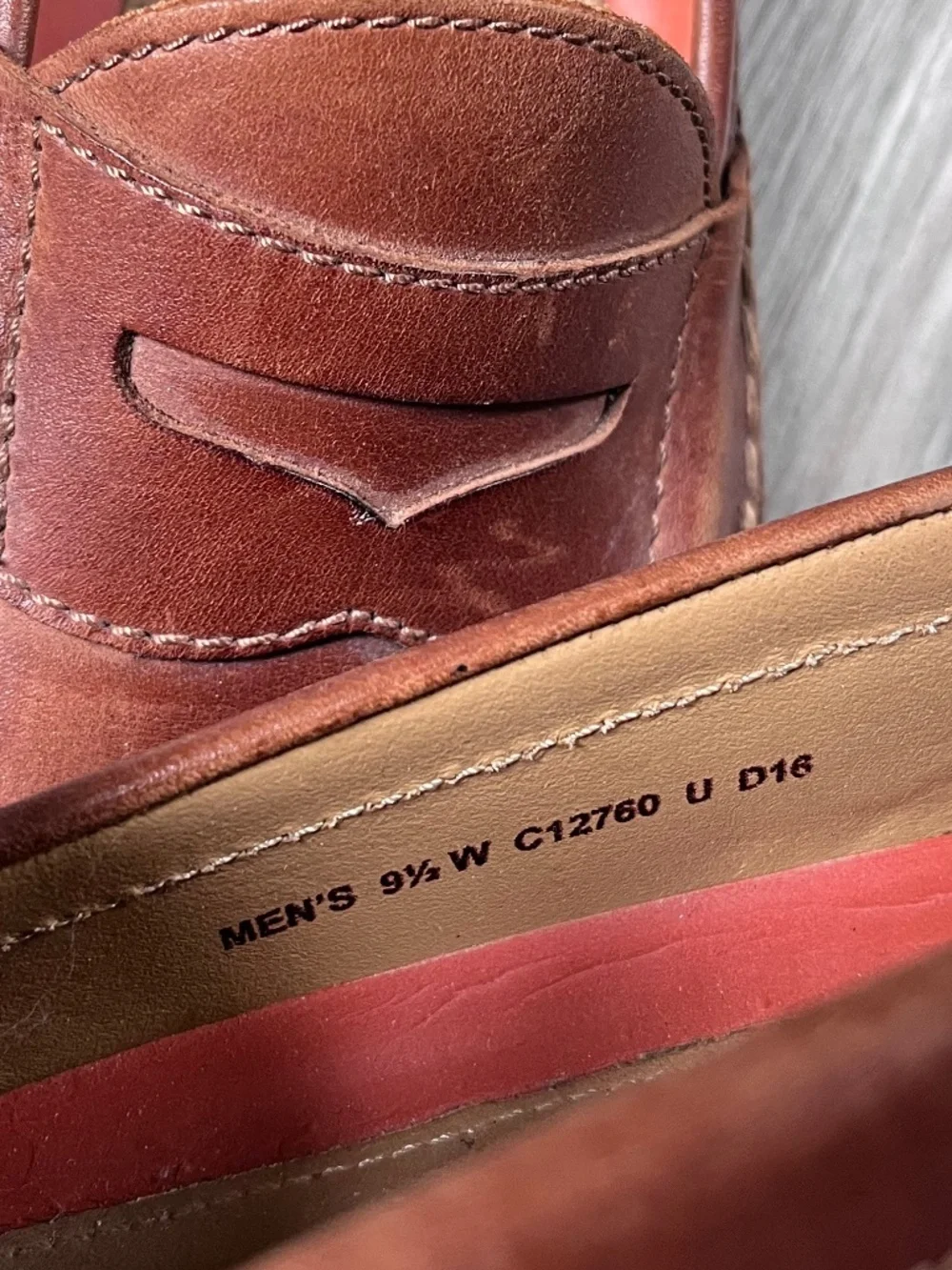 Men's Cole Haan sz 9.5w Grand OS Pinch Hand Sewn Tan Leather Penny Loafer Shoes
